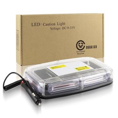 Imagem de Luz de Strobe Telhado LED com Piscação 16 Padrões Aviso 12-24V Base Magnética para Caminhão Reboque Trator Neve Veículo Construção