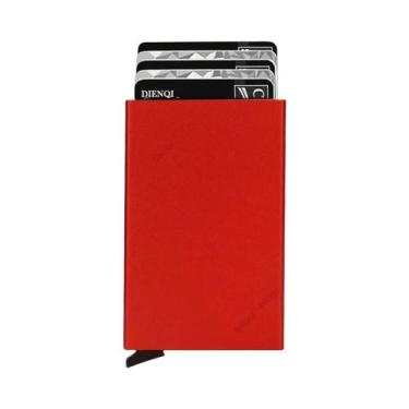 Imagem de Carteira Inteligente Slim RFID Preta, Porta-Cartões Minimalista Para H