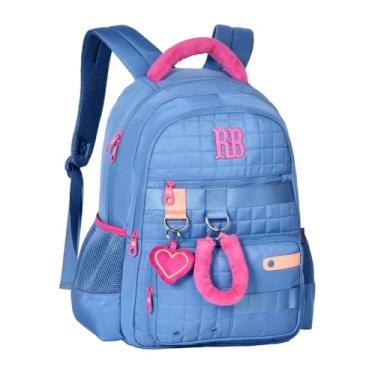 Imagem de Mochila Costas Escolar Feminina Rebecca Bonbon Detalhes Pelúcia (Azul)