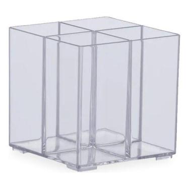 Imagem de Pote Acrilico Porta Pincel De Organizar Maquiagem C/4 Nichos - Paramou