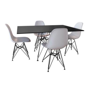 Imagem de Conjunto De Mesa Eames Eiffel De Ferro Preto Tampo Preto 120x75 4 Cade