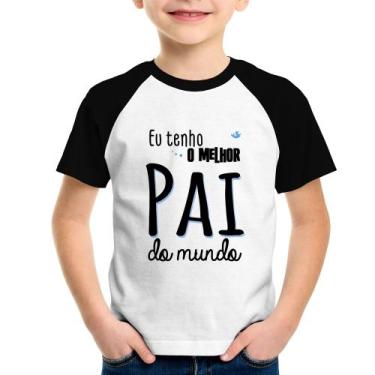 Imagem de Camiseta Raglan Infantil Eu tenho o melhor pai do mundo (azul) - Foca 