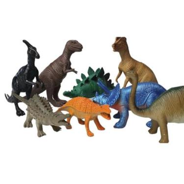 Imagem de Coleção Com 8 Dinossauros Emborrachado - Dino World - toy king