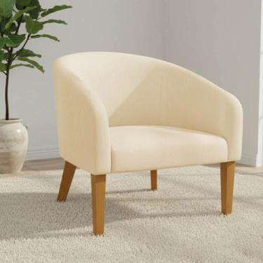 Imagem de Poltrona Sala Decorativa Stella Pé Madeira Trapézio Castanho Sintético