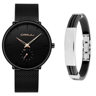 Imagem de Relógio Masculino Luxo Casual Ultra Fino + Pulseira Metal-Masculino