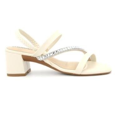 Imagem de Sandalia Moleca 5496.102 Salto Grosso Baixo Brilho Feminino-Feminino