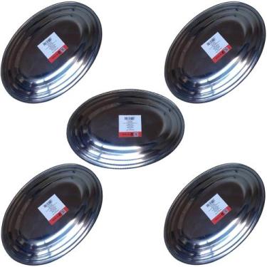 Imagem de Kit 5 Travessa Bandeja Restaurante Oval Inox 26 cm P/ Porção - Rio Tij