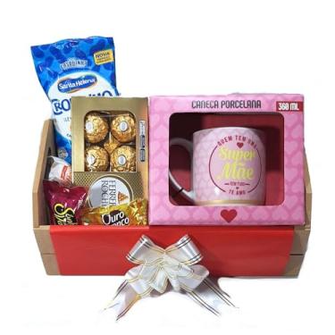 Imagem de Cesta De Presente Super Mãe Com Caneca E Chocolates