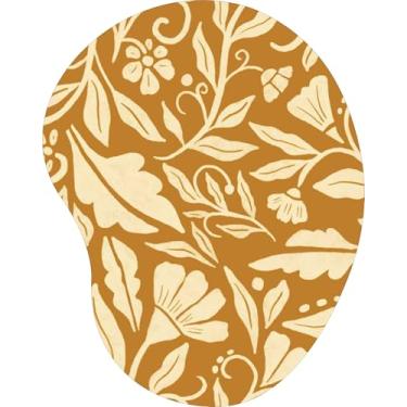 Imagem de Mouse Pad Ergonômico Gota Silhueta Floral Bege Fundo Mostarda