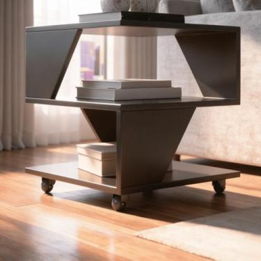 Imagem de Mesa de centro decorativa com rodízios, adequada para salas de estar e quartos, na cor preta(Preto)