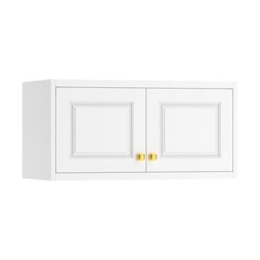 Imagem de Polup Armário de parede de metal, armário superior para guarda-roupa, armário de armazenamento pequeno para quarto, sala de estar, branco, 45,7 cm P x 81 cm L x 12,7 cm A - Montagem necessária