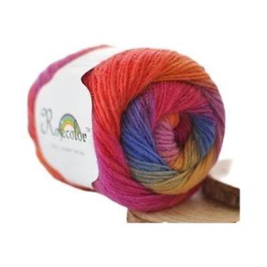 Imagem de Fio De Lã 100% Colorido Arco-Íris Para Tricô Manual, Crochê, Lãs Macia