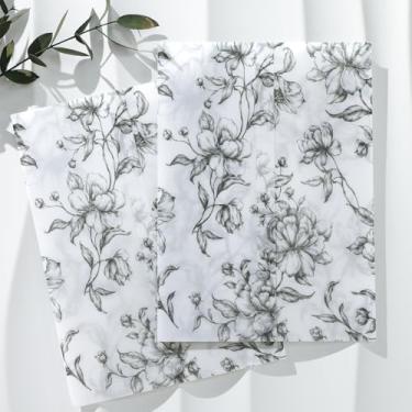 Imagem de UNIQOOO Pacote com 50 jaquetas de velino pretas pré-dobradas Grace Bloom para convites de 12 x 17 cm, jaqueta de veludo transparente 115 GSM para casamentos e eventos com tema vintage