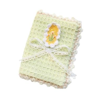 Imagem de Book Cover A5 A6 Knit Texture Sleeve with Bonus Notebook Cozy Ombre Crochet Edge Bible Case Yellow Flower Lace Bow(A5 Ruled)