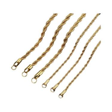 Imagem de Colar Unissex De Corrente Torcida Estilo Singapura 2-6mm Em Aço Inoxid