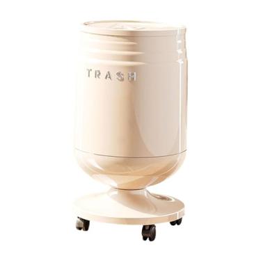 Imagem de Ｂｅｓｇａ Lixeira com Rodinhas, Balde de Armazenamento, Cesto de Lixo Prático e de Grande Capacidade para Escritório, Banheiro, Hotel Sala de Estudos, Branco, M