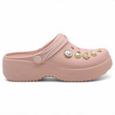 Imagem de Babuche Boaonda Ortopedico Feminino Clog Bella EVA Pedraria -, Rose, 3