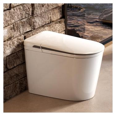 Imagem de MEJE Banheiro inteligente, vasos sanitários sem tanque com bidê inteligente embutido, assento aquecido, pulverizador e secador de água quente, descarga automática, operação com sensor de pé, visor de