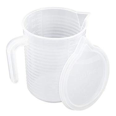 Imagem de Luocute Copo Medidor de Plástico Transparente de 500ml / 1000ml Com Tampa Alças Angulares Resistentes Ao Calor de Qualidade Alimentar Medição Precisa para Cozinhar Acessórios de Cozinha (1000ML)