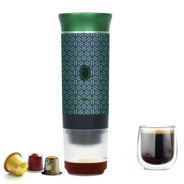 Imagem de HX HECLX Conjunto de presente para cafeteira para acampamento, máquina de café expresso elétrica portátil alimentada por bateria, cafeteira recarregável, cápsula de café moída com autoaquecimento para