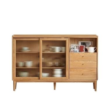 Imagem de Armário buffet todo aparador de madeira maciça sala de estar sala de jantar carvalho cozinha armário de armazenamento armário nórdico armário de chá (1200 * 300 * 980 mm)