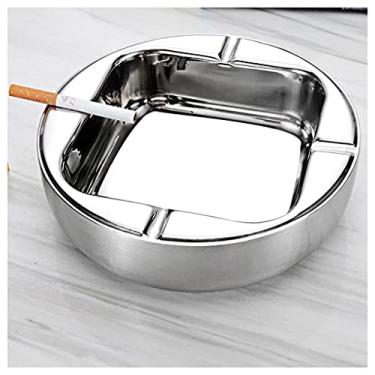 Imagem de Cinzeiro Simples Grande Aço Inoxidável Cinzeiro Bar KTV Ash Trey Hotel Lobby Internet Cafe Restaurante Personalidade Ashtrey Tabuleiro de Fumaça (A)