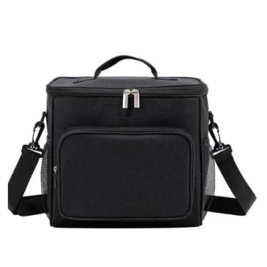 Imagem de Bolsa Térmica Grande com Duas Camadas para Marmita Academia Trabalho Viagem com Isolamento Térmico e Compartimentos para Lanches e Utensílios (Preto)