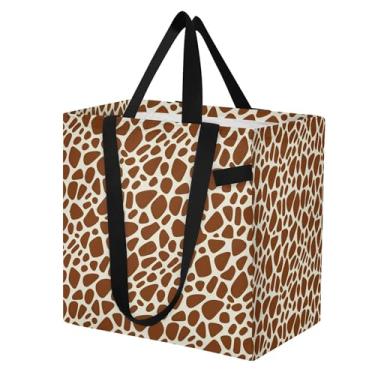 Imagem de SEHANY Sacolas de compras reutilizáveis com estampa de leopardo marrom com alças reforçadas, bolsa de compras de lona dobrável à prova d'água de grande capacidade para viagem, cozinha, praia