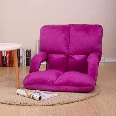 Imagem de U5GAAALPPQ9 Cadeira de sofá preguiçosa ajustável 6 - almofada dobrável para cadeira de tatame para chão com apoio de braço reclinável com zíper removível lavável - roxo L92xw58 cm (roxo C 92 x L 58 cm