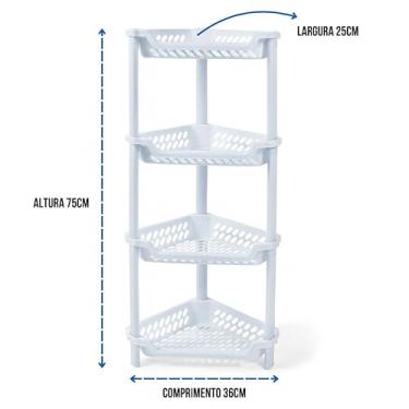 Imagem de porta shampoo desmontável, cantoneira 4 andares desmontável, organizador de banheiro desmontável