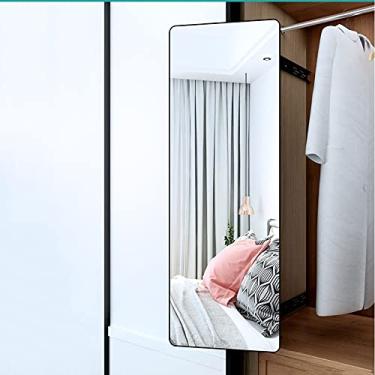 Imagem de Guarda-roupas com espelho deslizante para quarto, espelho giratório oculto, espelho de vestir de comprimento total, espelho de porta deslizante embutido, moldura de liga de alumínio, espelho