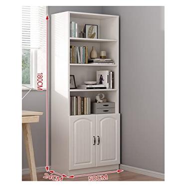 Imagem de Estante de livros pequena, armário de armazenamento de lacuna estreita multicamadas para sala de estar hidráulica (cor: 40 x 24 x 180 cm cor teca O) (50 x 24 x 180 cm branco quente a)