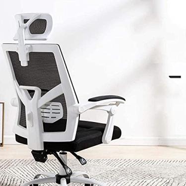 Imagem de Cadeira de escritório cadeira de malha ergonômica com suporte lombar e encosto de cabeça ajustável cadeira executiva de mesa executiva com encosto alto - preta 173 x 86 x 152 cm