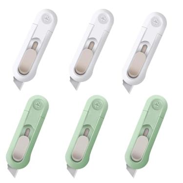 Imagem de 6 peças de cortador de caixa retrátil abridor de pacote fácil de deslizar cortador de caixa bonito para artesanato, papel, pacotes, envelopes, cortadores de caixa pequena a granel