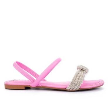 Imagem de Sandália Tanara Rasteira Metalizada Com Brilhos T8273-Feminino