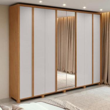 Imagem de Guarda-Roupa Casal 100% MDF 8 Portas Easy Glow com Espelhos e Pés Amen