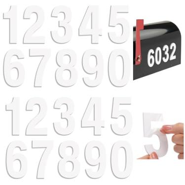 Imagem de Leinuosen Conjunto de caixa de correio acrílica branca número 2 de 7,6 cm - à prova de intempéries - números de caixa de correio para fora - números de casa - pegajoso (negrito)