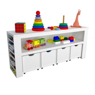 Imagem de Organizador Com Baús Porta Livros E Carrinhos Ajax 100% Mdf