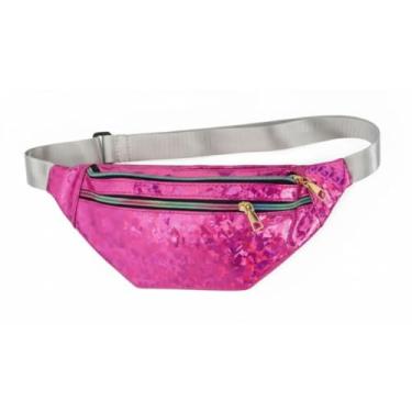 Imagem de Pochete Brilhosa Metalizada Elegante Feminina Para Festa Fantasia Carnaval Balada e Festivais Antifurto Linda Primum (Pink)
