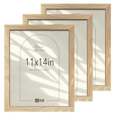 Imagem de VCK Porta-retrato 28 x 35,5 cm, pacote com 3, moldura de pôster de grão de madeira natural, galeria de parede, decoração de casa, exibição de casamento