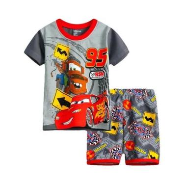 Imagem de Pijama Infantil Masculino De Verão Com Carros Desenho Animado, Conjunt