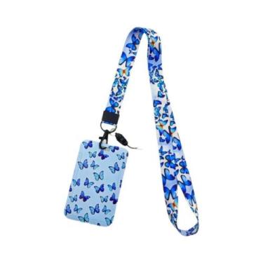 Imagem de Porta-Crachá Borboleta Feminino Com Cordão Para Identificação E Cartõe