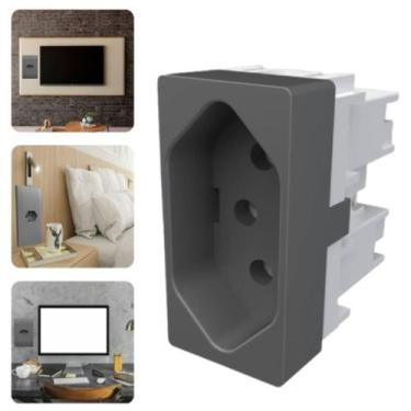 Imagem de Módulo Tomada 3 Pinos Tripolar 20a Habitat Onix Chumbo Fame