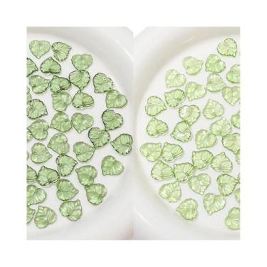 Imagem de Miçangas De Folhas De Árvore Mini Em Acrílico Verde Claro E Verde Escu