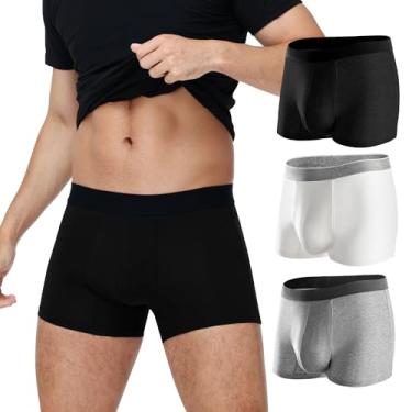 Imagem de BATTEWA Roupa íntima masculina para incontinência, lavável, reutilizável à prova de vazamento, cuecas de vazamento na bexiga, cuecas boxer de algodão respirável de alta absorção de 50 ml, pacote com 3