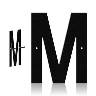 Imagem de Placas de endereço externas de metal preto de 12 cm com números e letras, números de endereço modernos à prova d'água e à prova de ferrugem, adequados para uso em caixas de correio, portas e