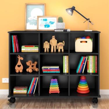 Imagem de Nicho Modular Para Organização Preto Zuri 9 Espaços Com Rodízios