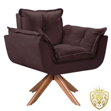 Imagem de Poltrona Opalla Giratória Madeira Suede Marrom
