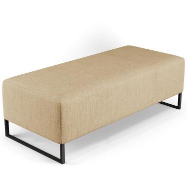 Imagem de Puff Sala De Estar Base Ferro 120x50 Cm Linho Bege Escuro