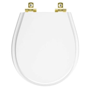 Imagem de Assento Sanitário Soft Close Avalon Branco Para Vaso Ideal Standard Com Ferragem Dourada